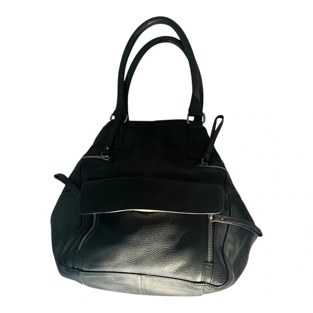 THE DAY & MOOD HANNAH BAG leather Anthropologie dual Handle removable strap Grey